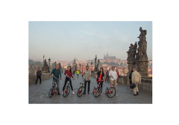 Small group e-scooter viewpoints tour with a pickup in Prague